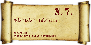 Máté Tícia névjegykártya